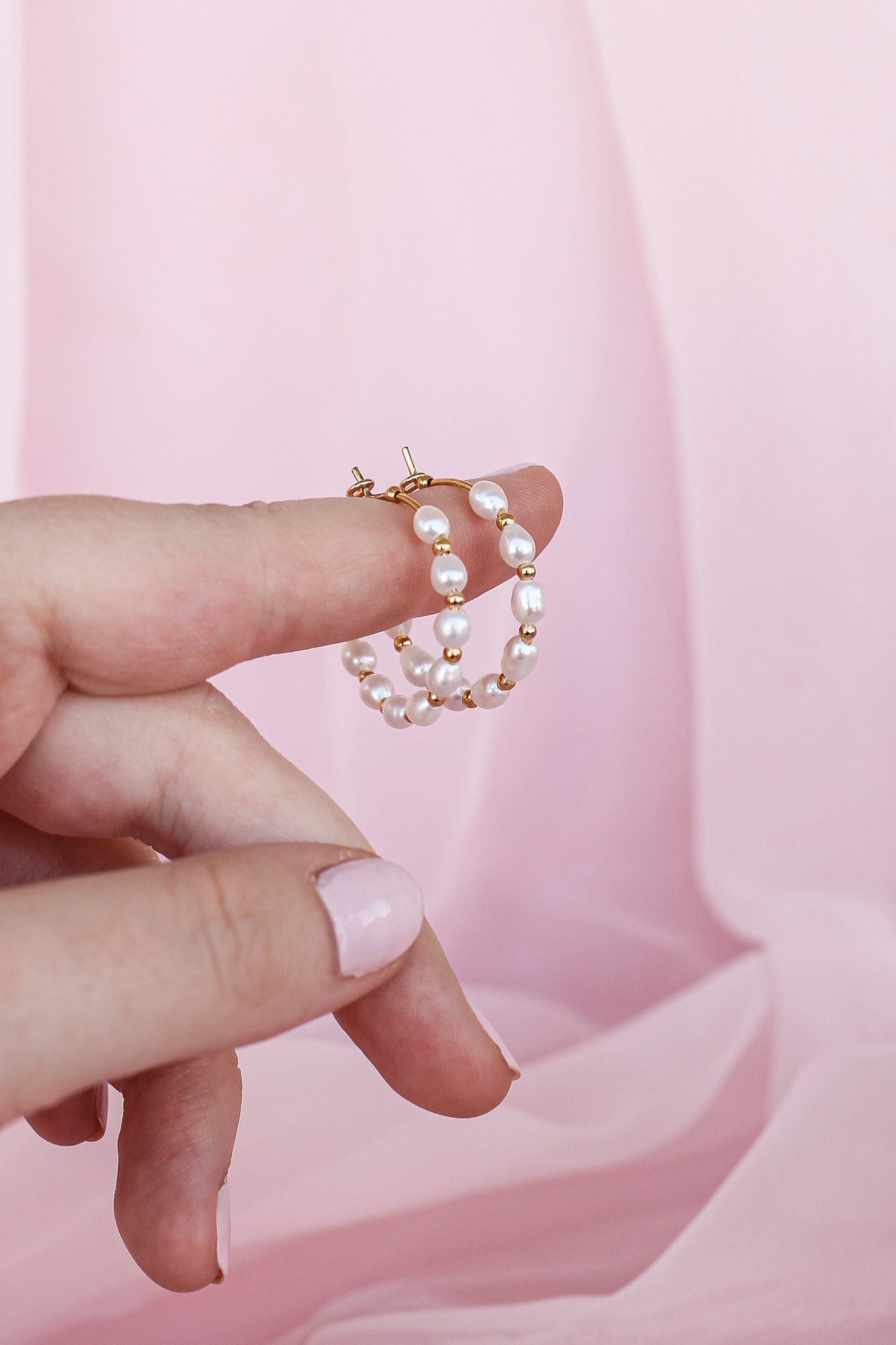 Paige Pearl Beaded Hoop