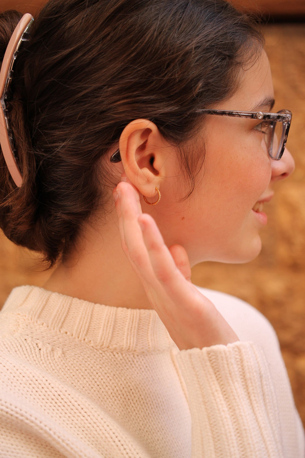 Micro Crystal Huggie Hoop