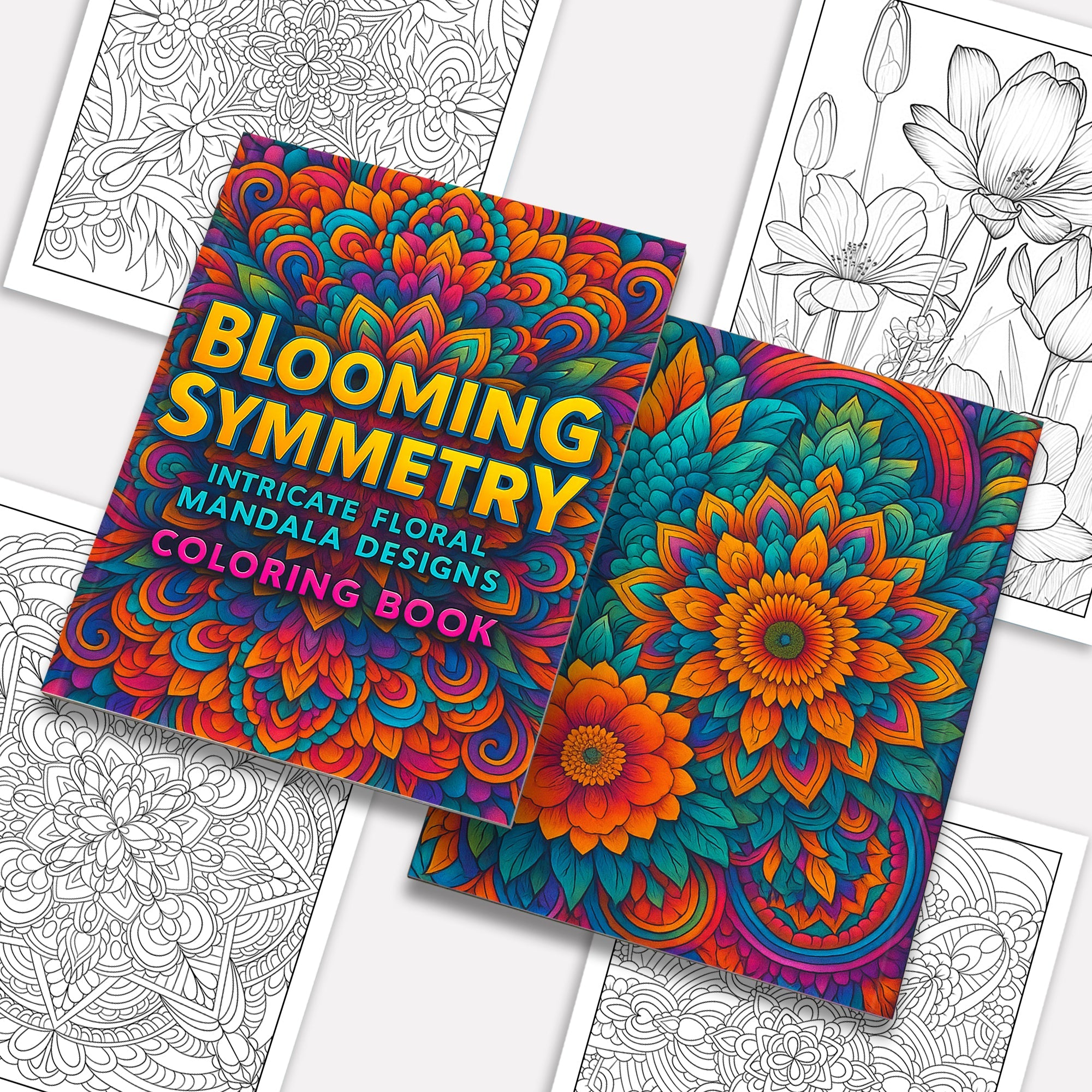 Blooming Symmetry Coloring Pages – 48 Pages – Floral Mandalas, Intricate Designs, Relaxing Art – For Adults