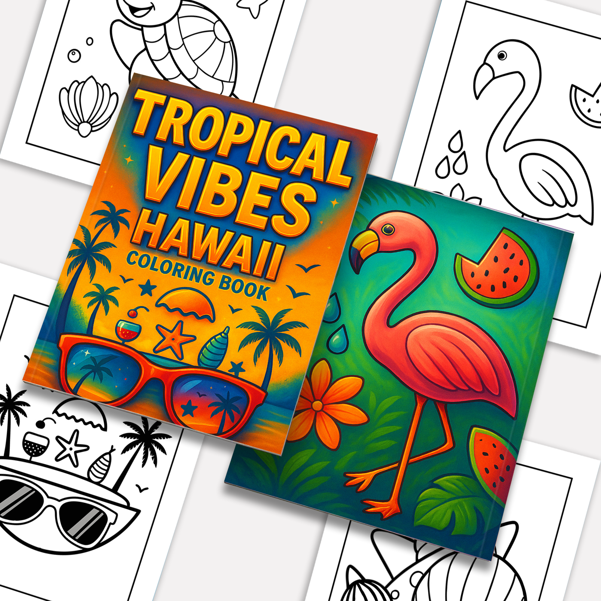 Tropical Vibes Hawaii Coloring Pages – 48 Relaxing Summer Scenes for Kids