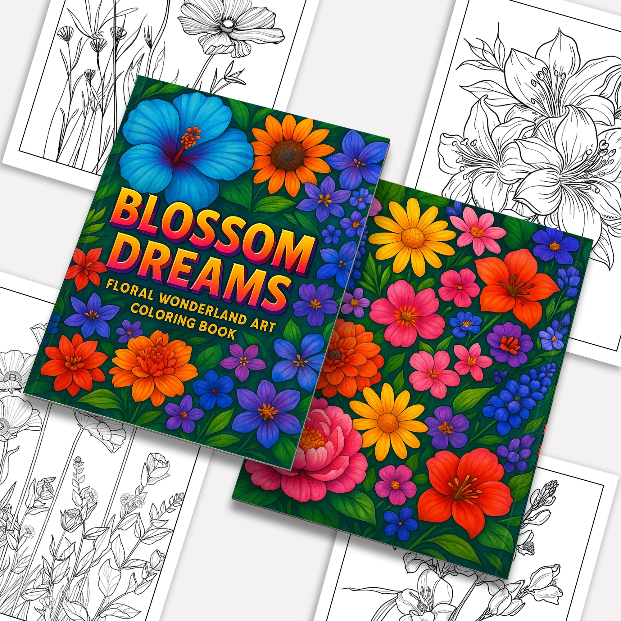 Blossom Dreams Coloring Pages – 48 Pages – Floral Wonderland Art, Beautiful Flowers, Nature Designs – For Adults