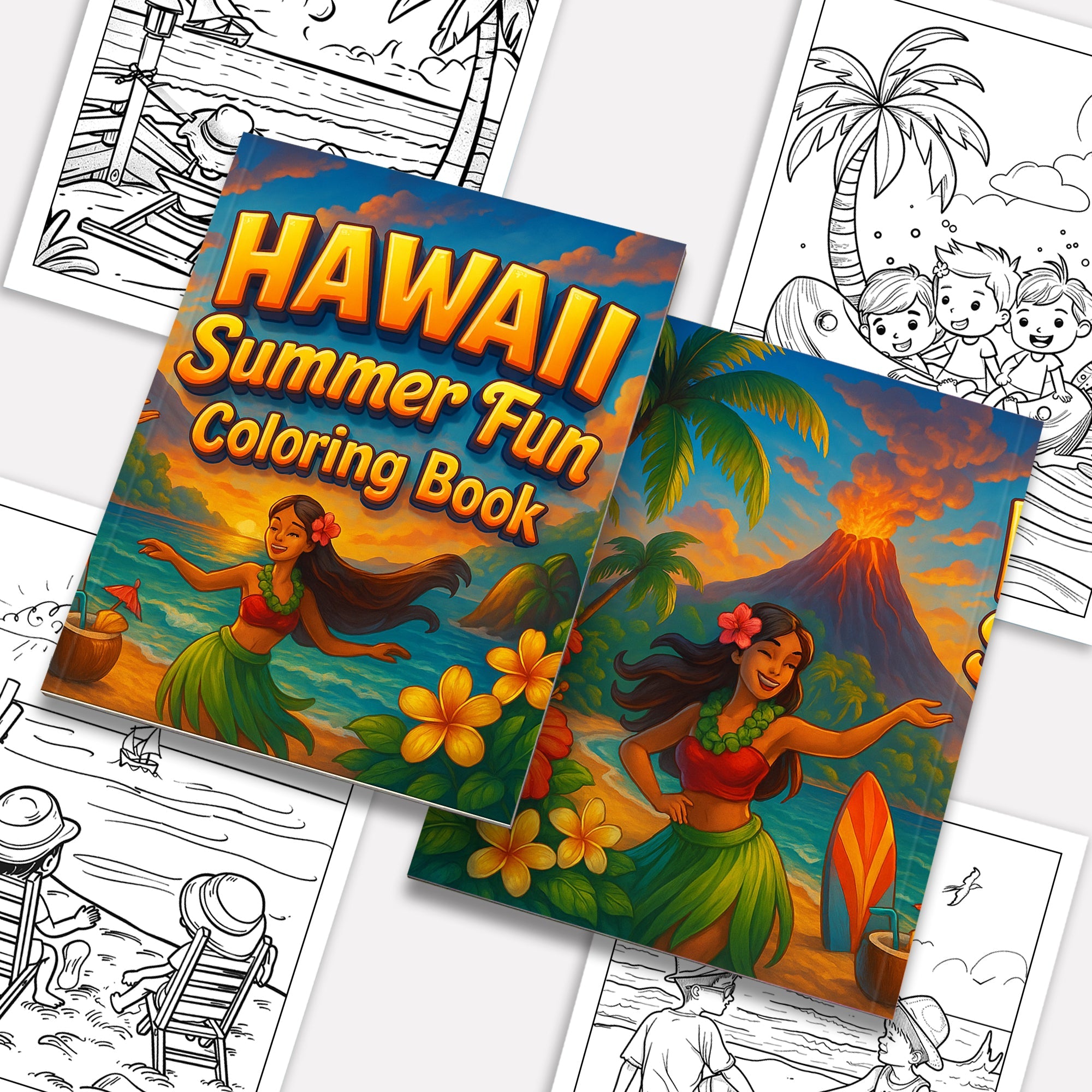 Hawaii Summer Fun Coloring Pages – 48 Beach Activities and Island Adventures for Kids