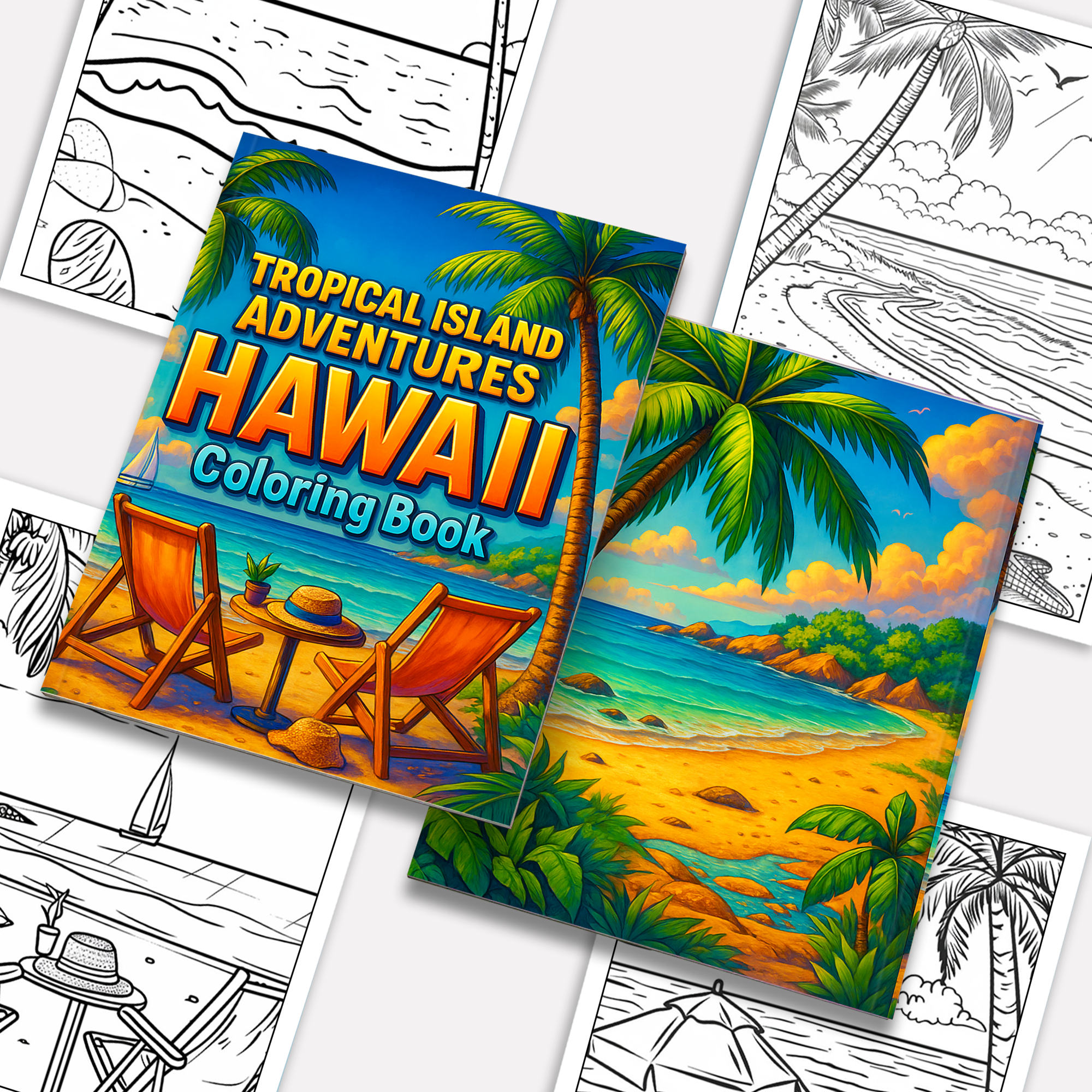 Tropical Island Adventures Hawaii Coloring Pages – 48 Cute Beach Activities for Kids