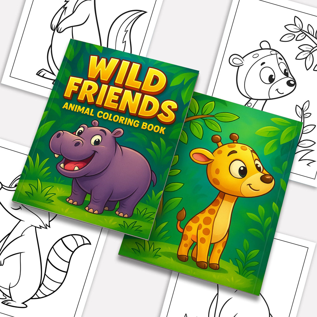 Wild Friends Coloring Pages – 48 Pages – Fun Animal Designs – For Kids