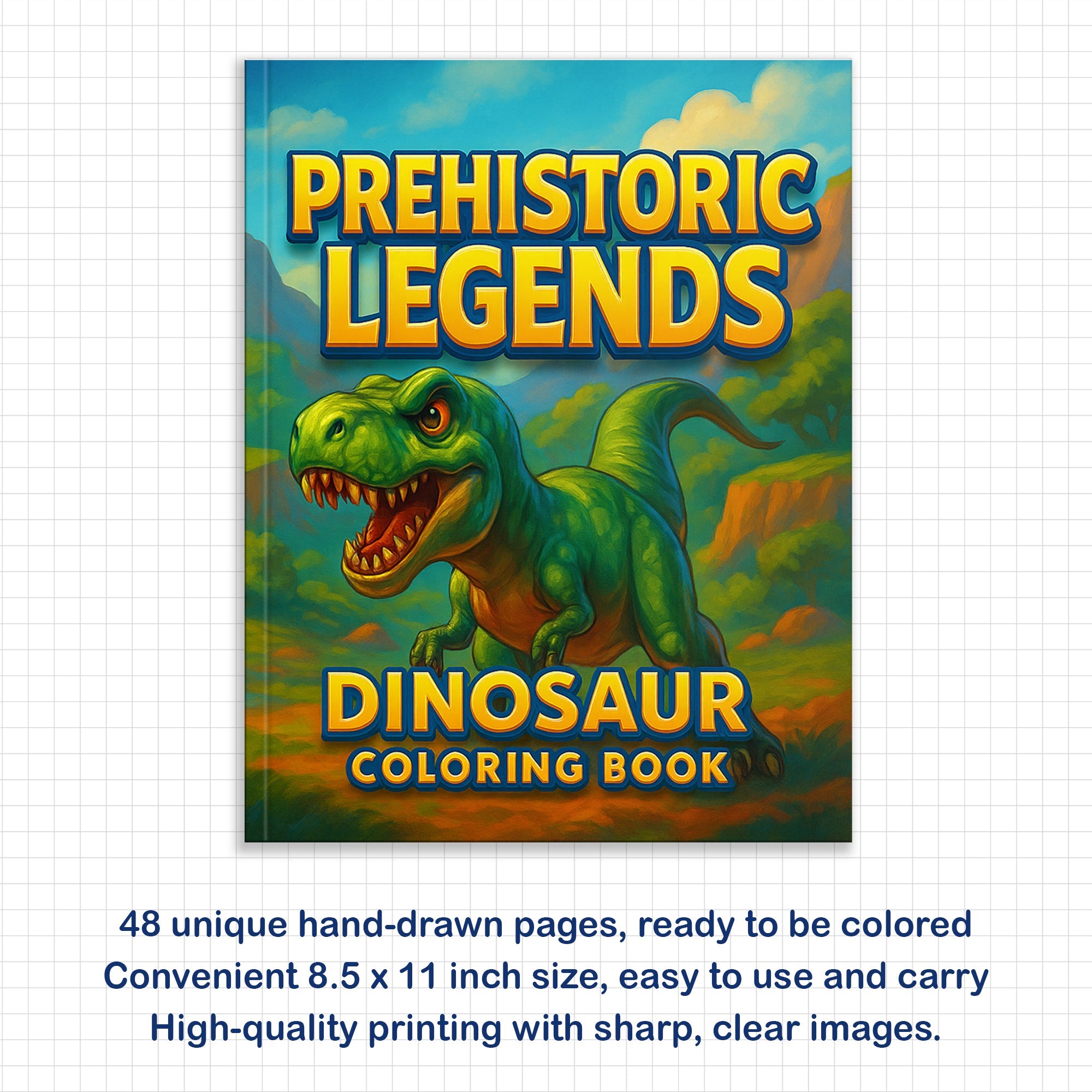 Prehistoric Legends – Dinosaur Coloring Pages – 48 Pages – Fierce Jurassic Creatures – For Kids