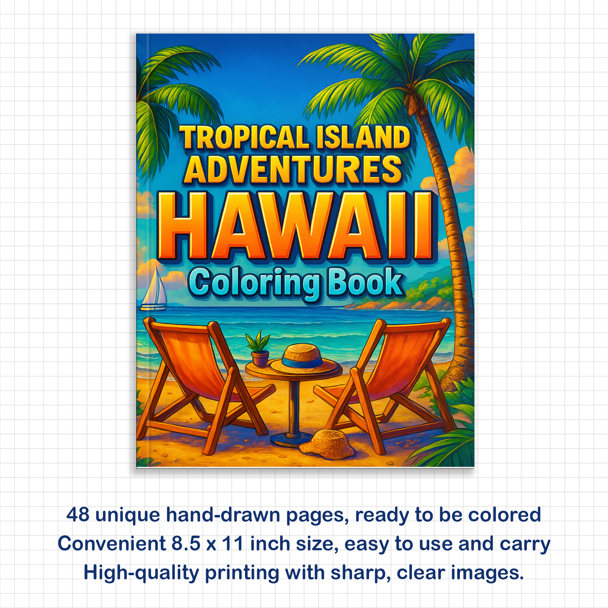 Tropical Island Adventures Hawaii Coloring Pages – 48 Cute Beach Activities for Kids