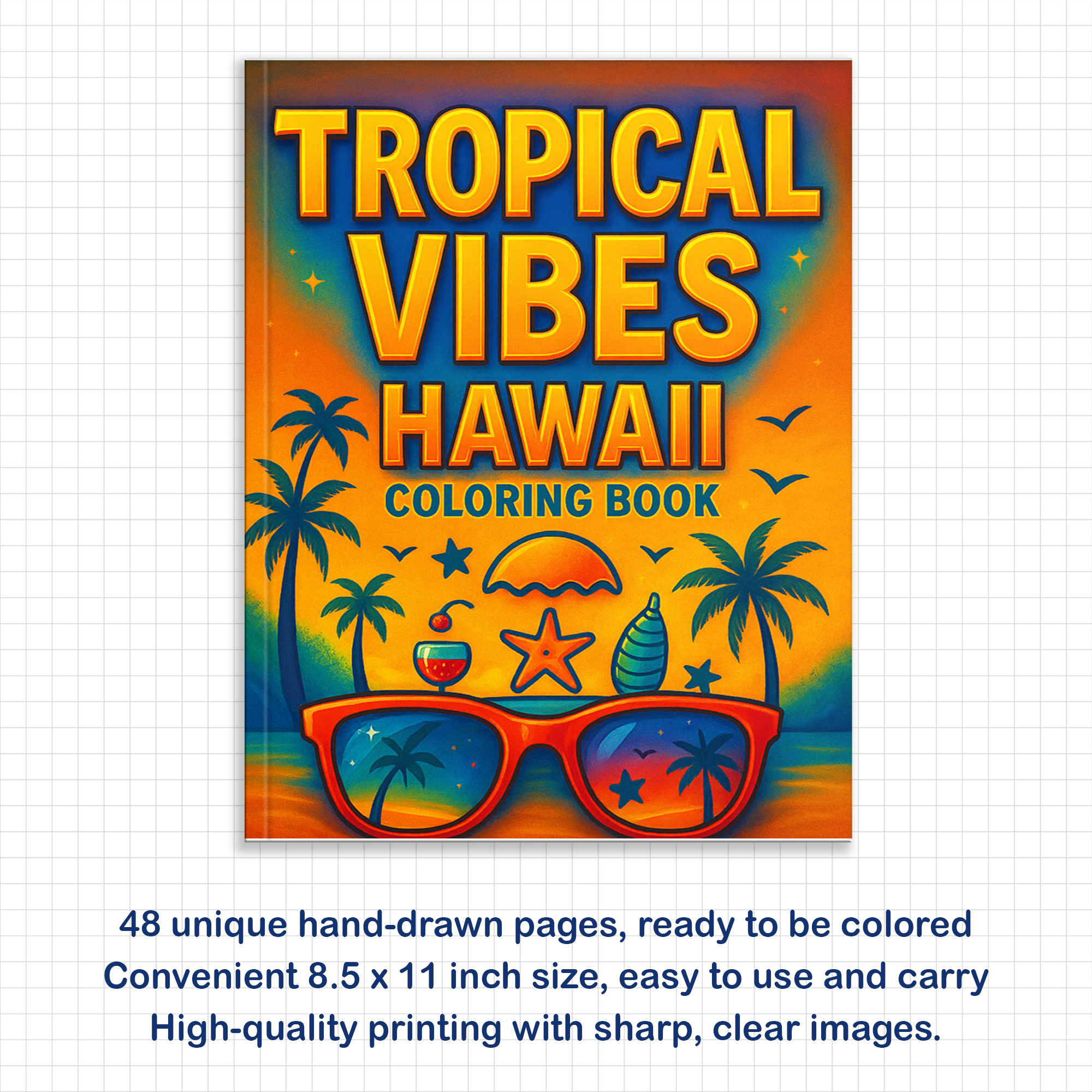 Tropical Vibes Hawaii Coloring Pages – 48 Relaxing Summer Scenes for Kids