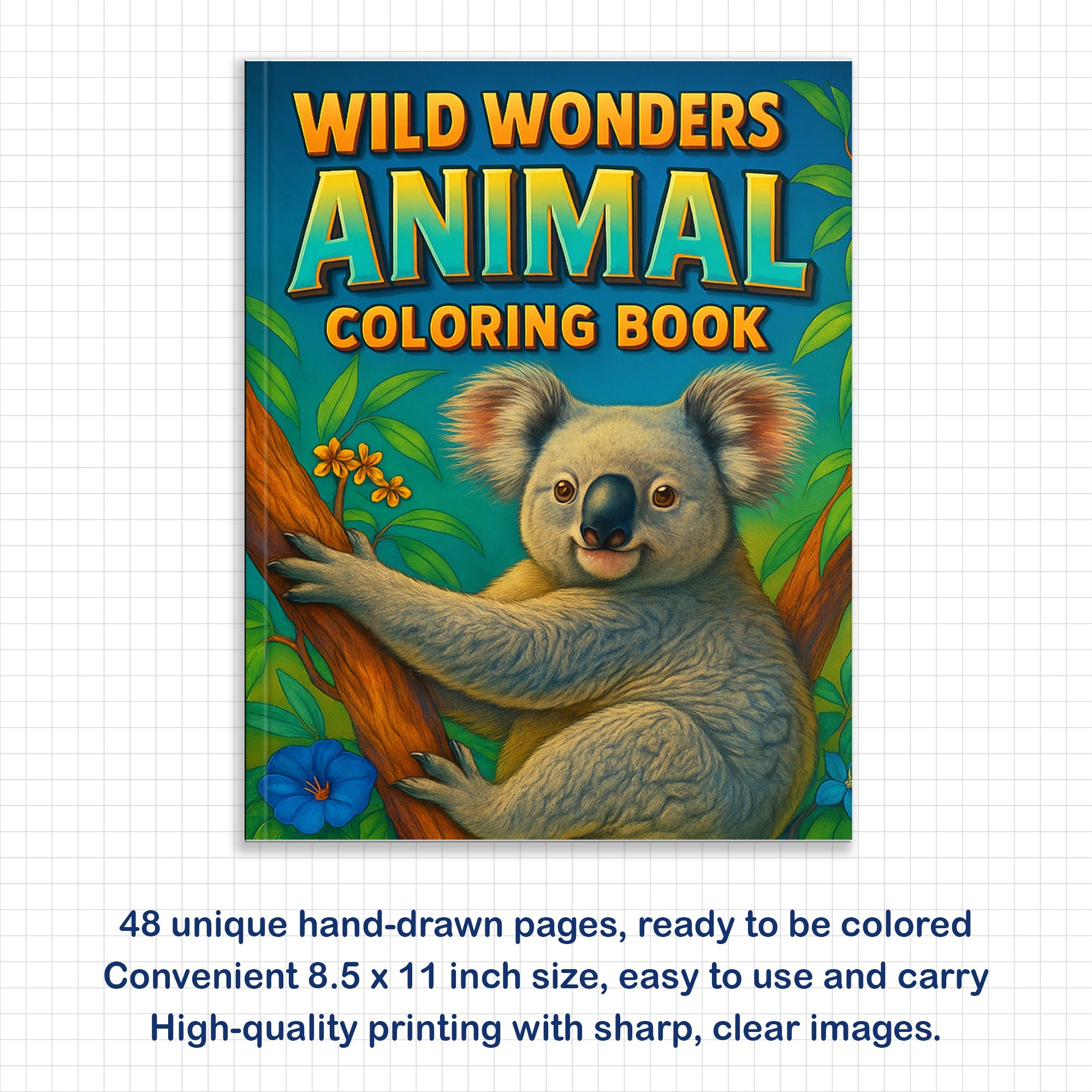 Wild Wonders Animal Coloring Pages – 48 Pages – Safari Wildlife, Farm Animals, Cute Creatures – For Kids
