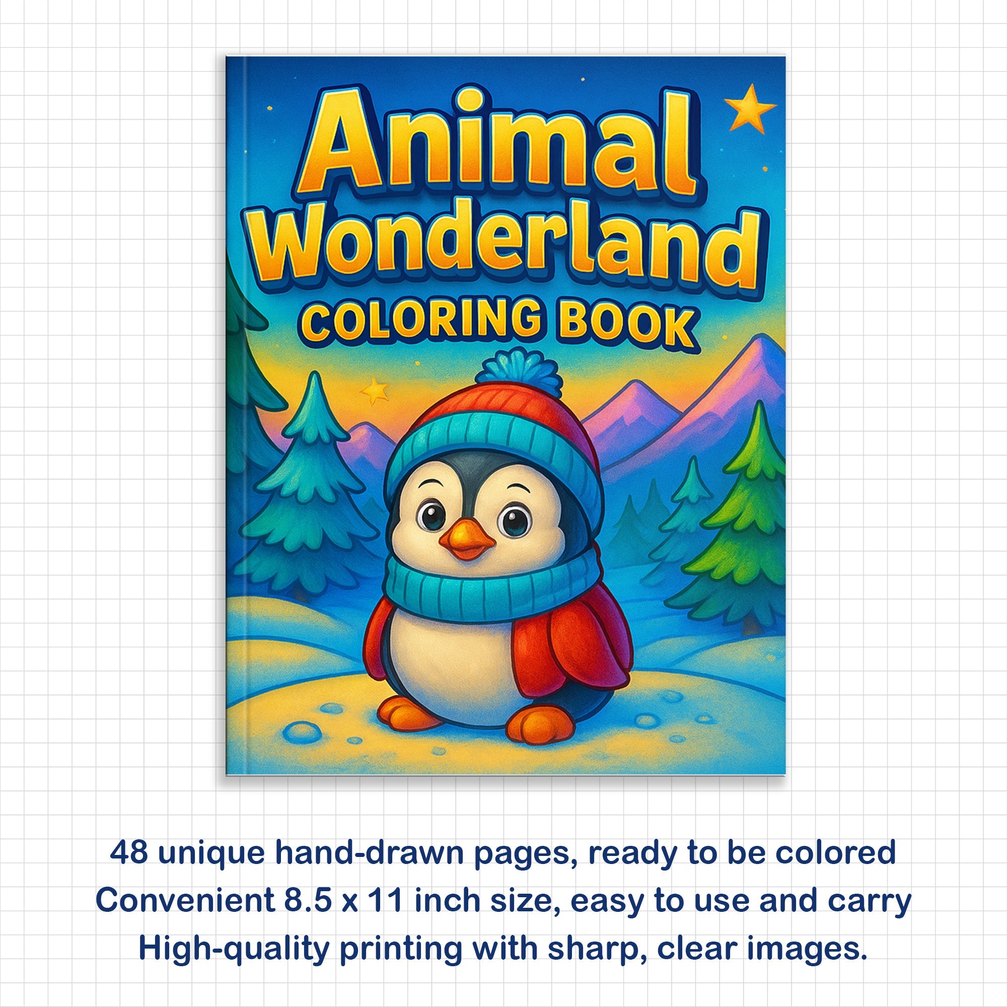 Animal Wonderland Coloring Pages – 48 Pages – Cute Animals, Forest Friends, Winter Scenes – For Kids