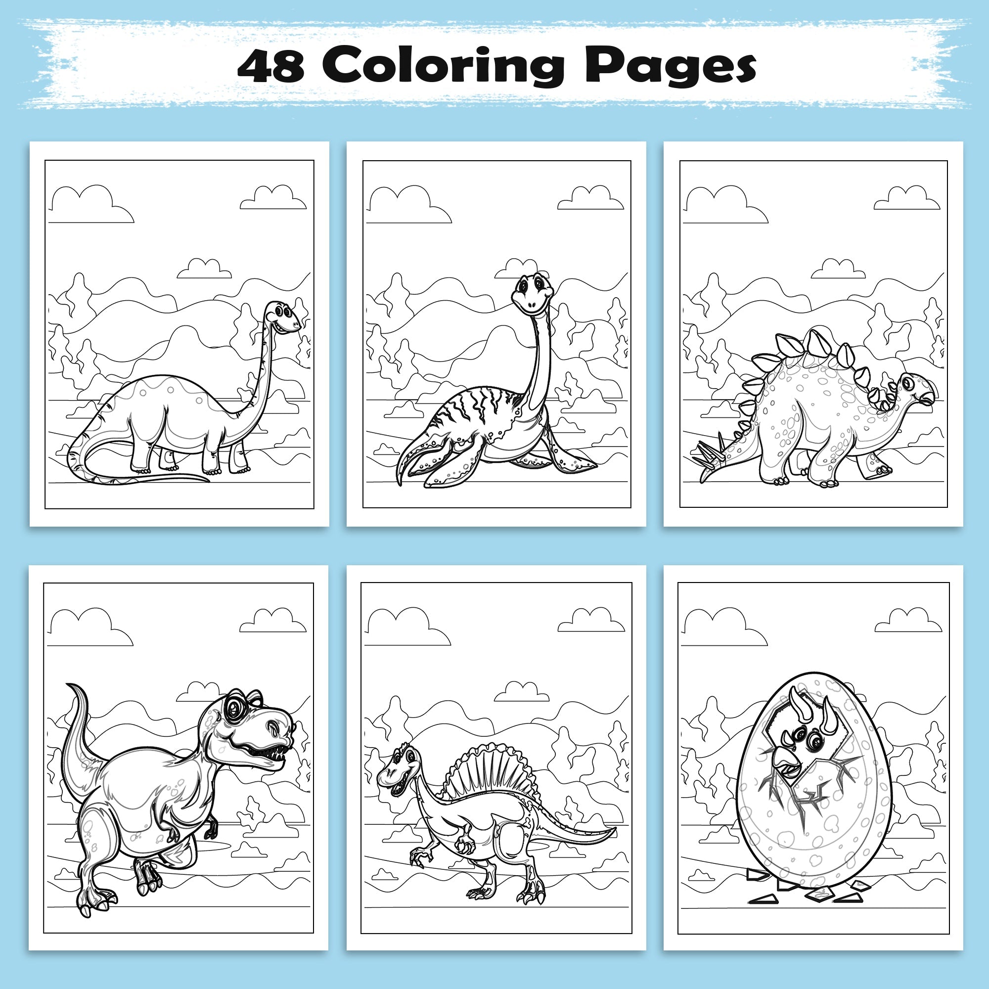 Prehistoric Legends – Dinosaur Coloring Pages – 48 Pages – Fierce Jurassic Creatures – For Kids