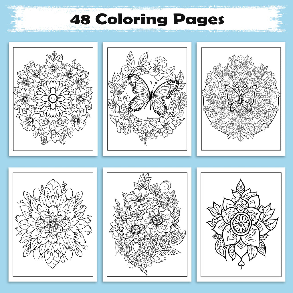 Mandala of Spring Nature Coloring Pages – 48 Pages – Botanical Mandalas, Fresh Spring Designs – For Adults