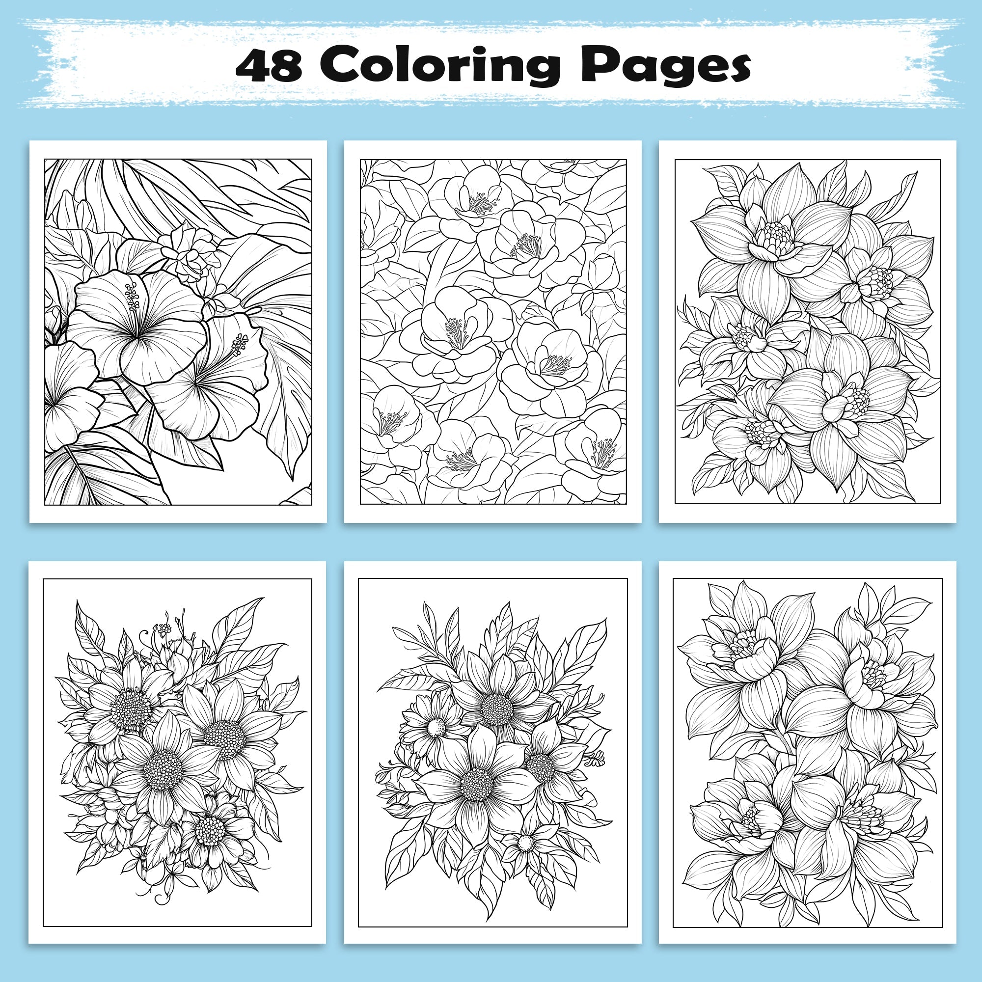 Moonlit Garden Coloring Pages – 48 Whimsical Floral & Cosmic Designs for Adults