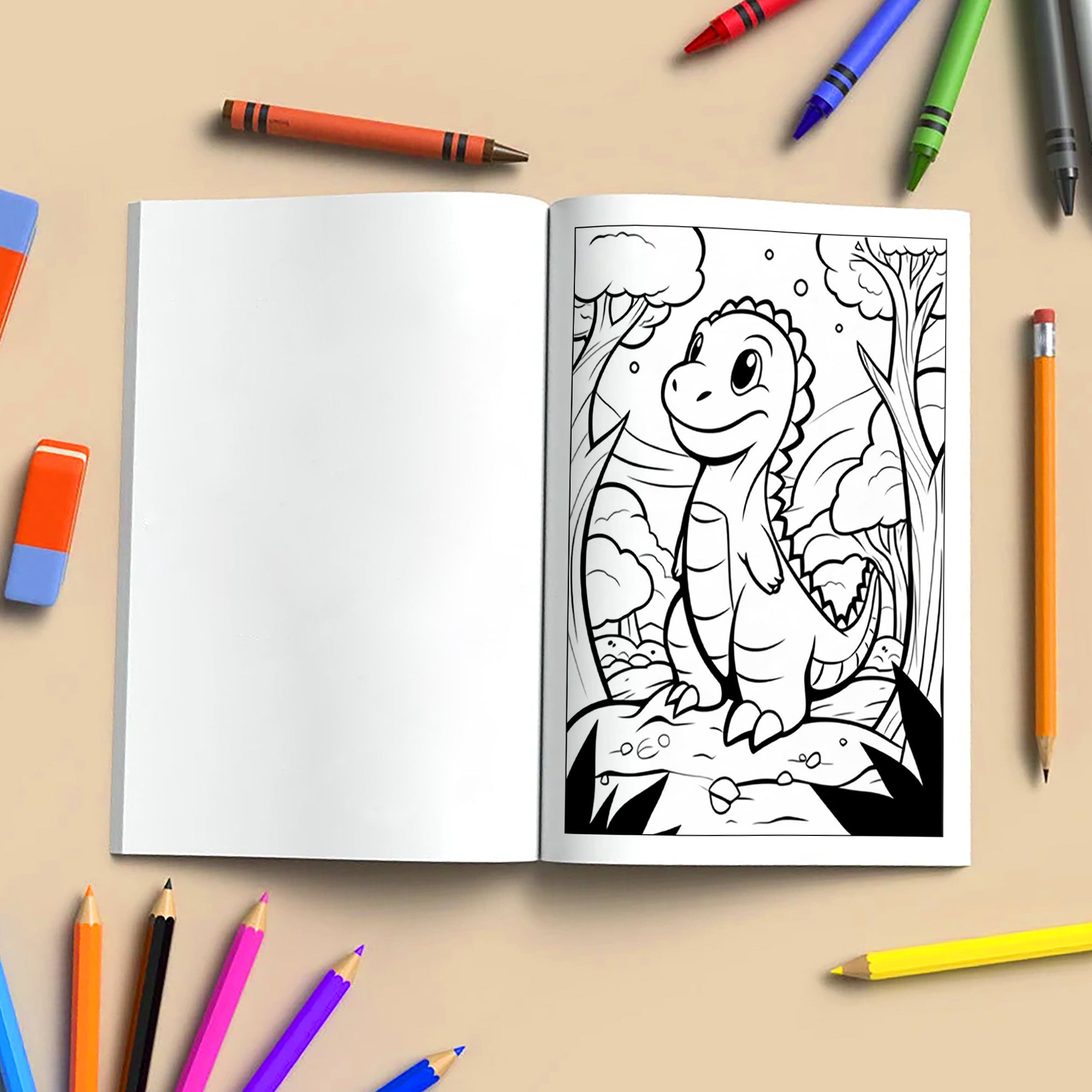 Jurassic Smiles – Friendly Dino Coloring Pages – 48 Pages – Cute Prehistoric Designs – For Kids