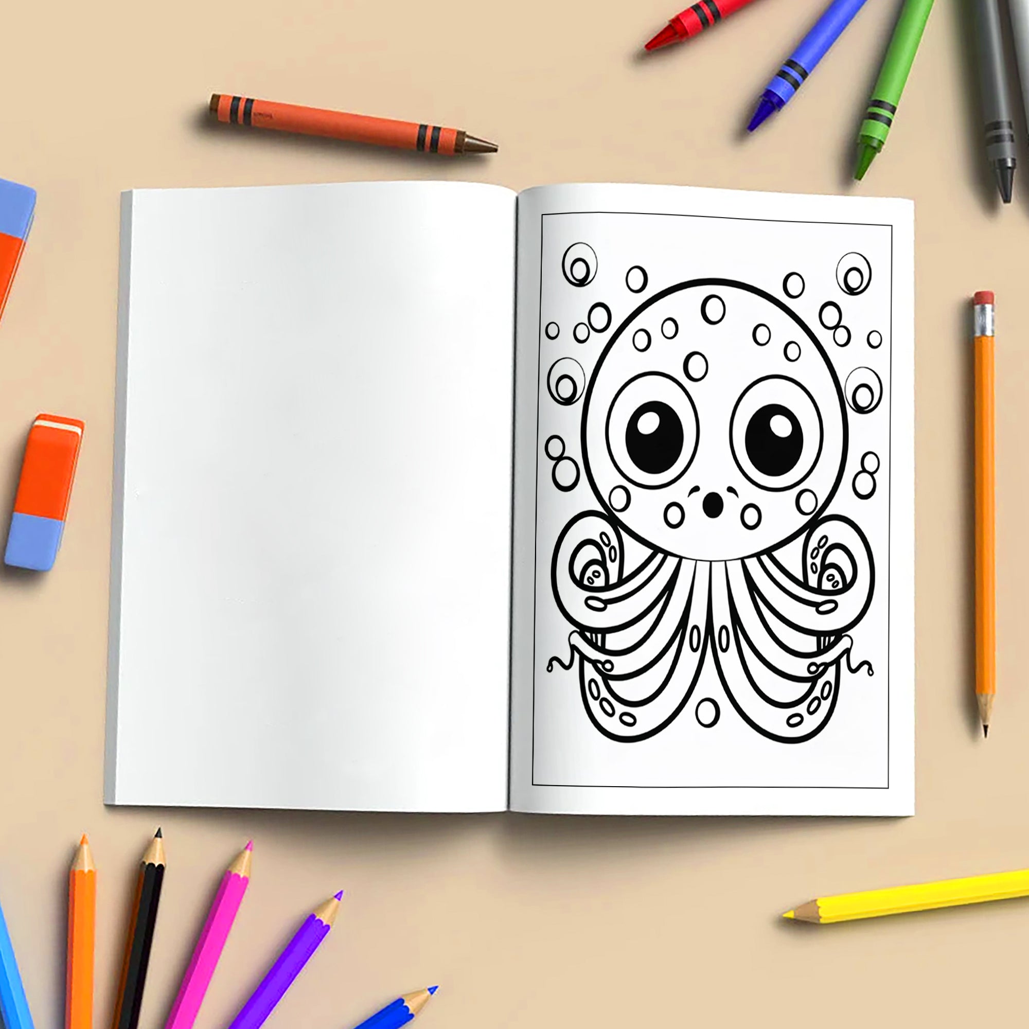 Ocean Adventures – Animal Coloring Pages – 48 Pages – Cute Sea Creatures, Bubbles, Underwater Fun – For Kids
