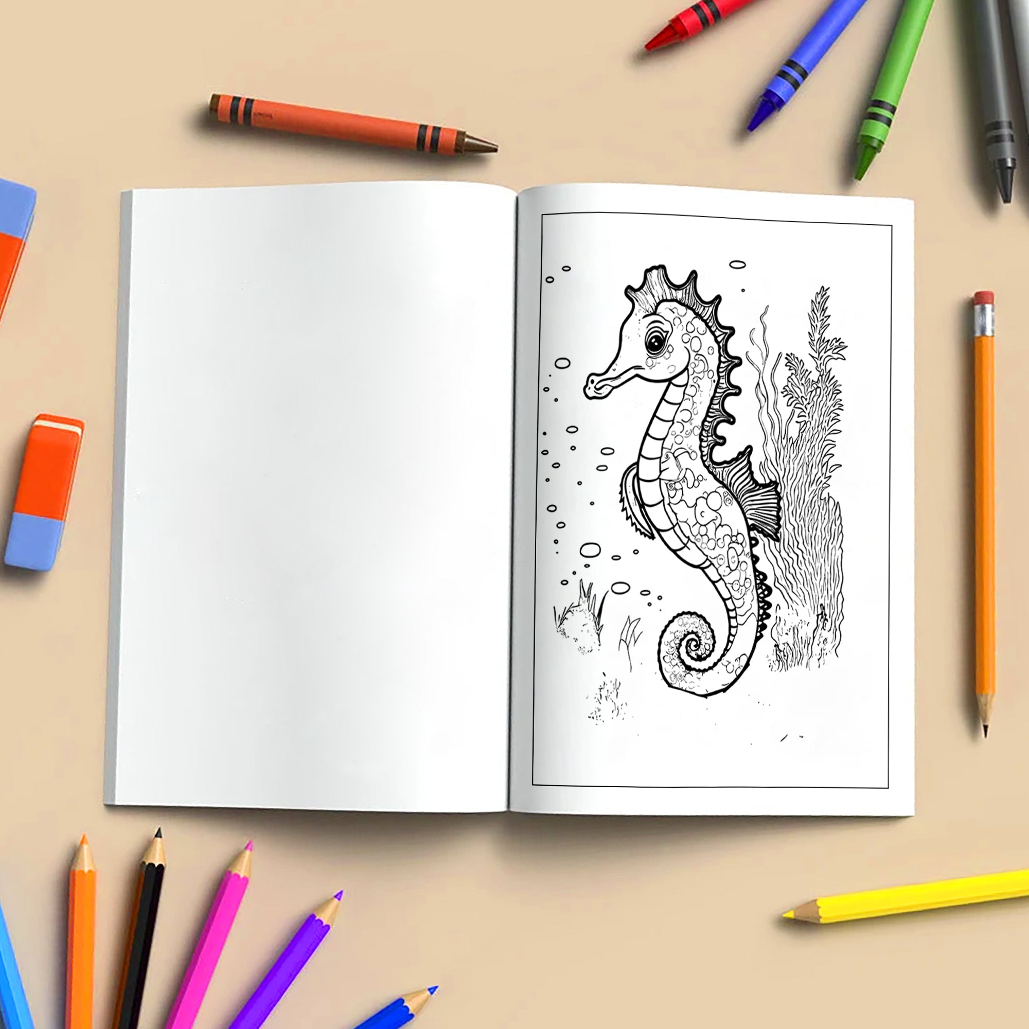 Ocean Wonders Coloring Pages – 48 Pages – Fun Sea Creatures – For Kids