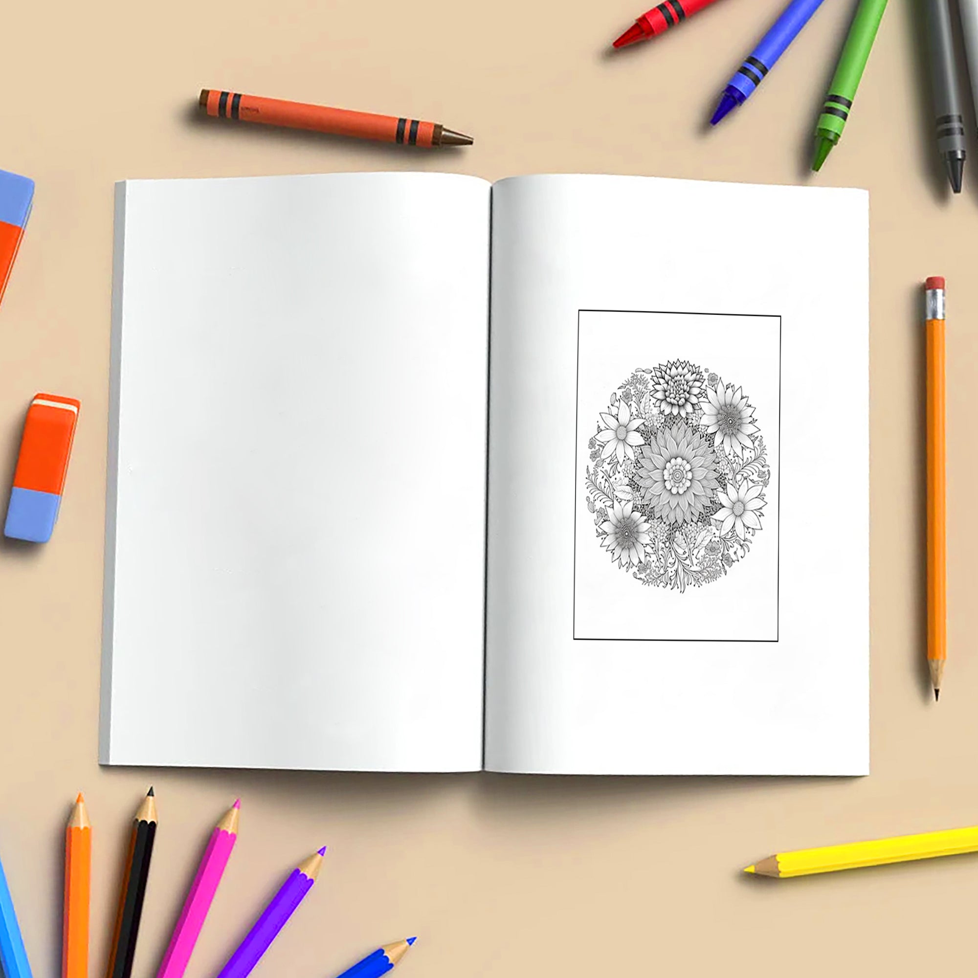 Radiant Blooms Coloring Pages – 48 Pages – Floral Mandala Patterns, Garden Flowers – For Adults