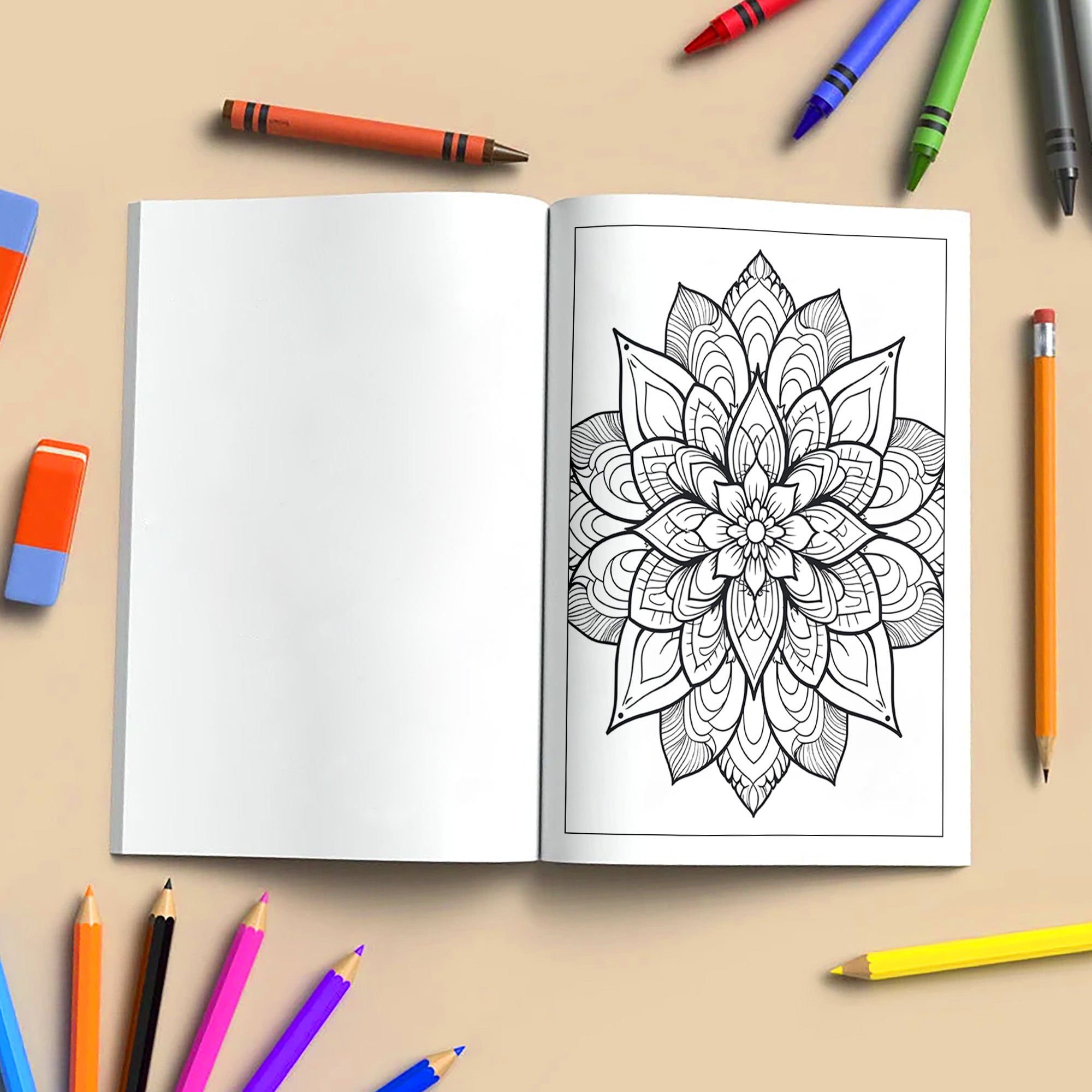 Tranquil Blooms Zen Coloring Pages – 48 Pages – Lotus Flowers, Calm Mandalas, Nature Harmony – For Adults
