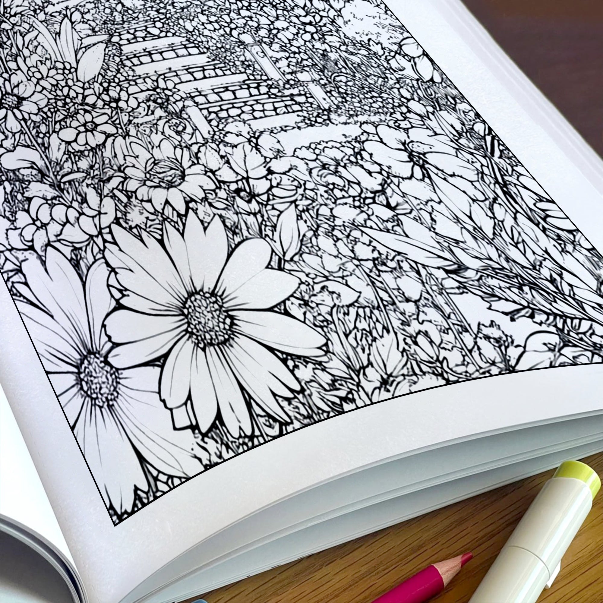 Secret Garden Wonders Coloring Pages – 48 Pages – Beautiful Floral Escape Scenes – For Adults