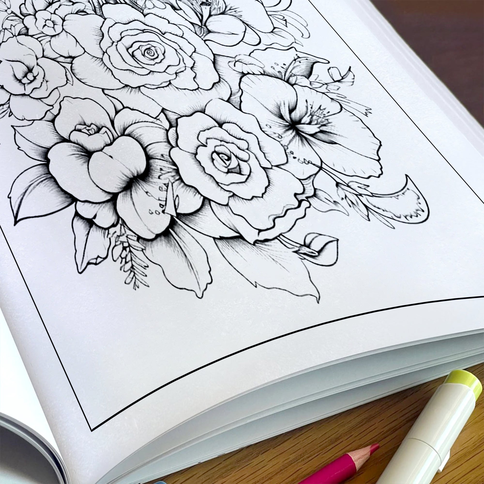 Carousel Blooms Coloring Pages – 48 Pages – Floral Carousel Art, Decorative Horses – For Adults