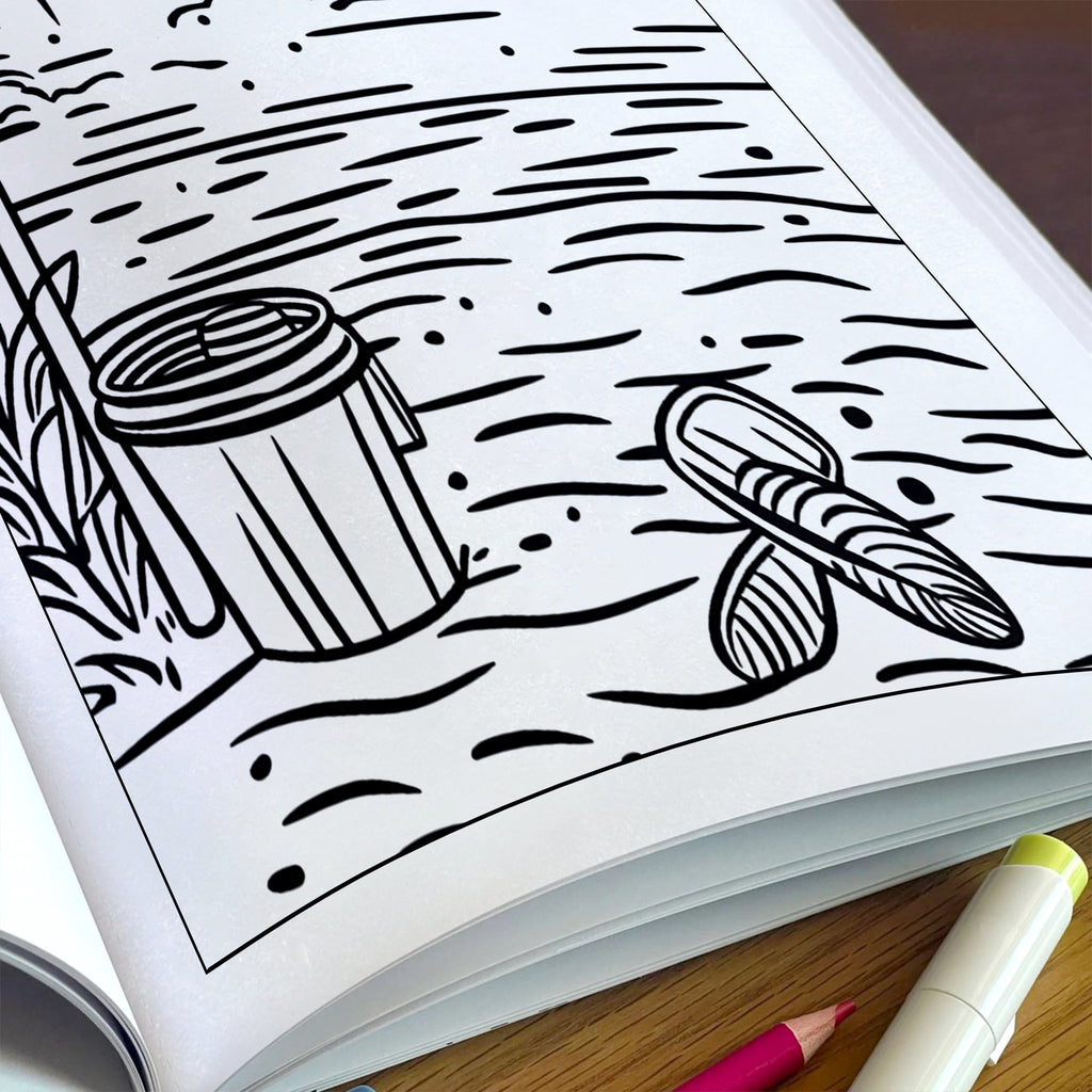 Coastal Joy Hawaii Coloring Pages – 48 Pages – Tropical Fun, Surfboards, Sea Life – For Kids