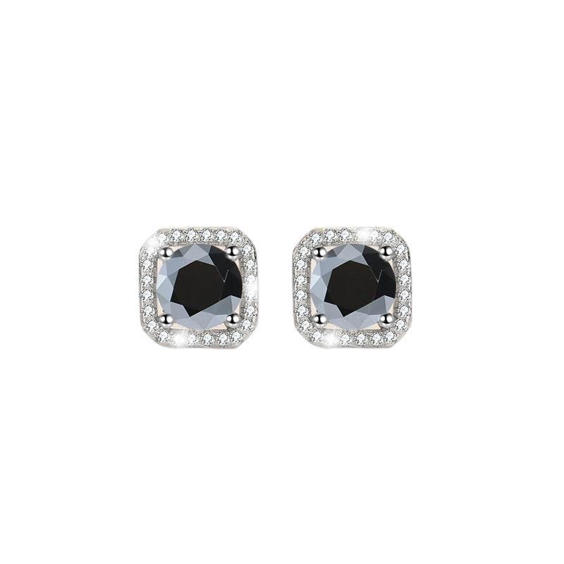 S925 Colorful Moissanite/CZ Square Halo Earrings, 0.5-1ct D-Grade VVS Certificate, Hypoallergenic Sterling Silver Jewelry Gift
