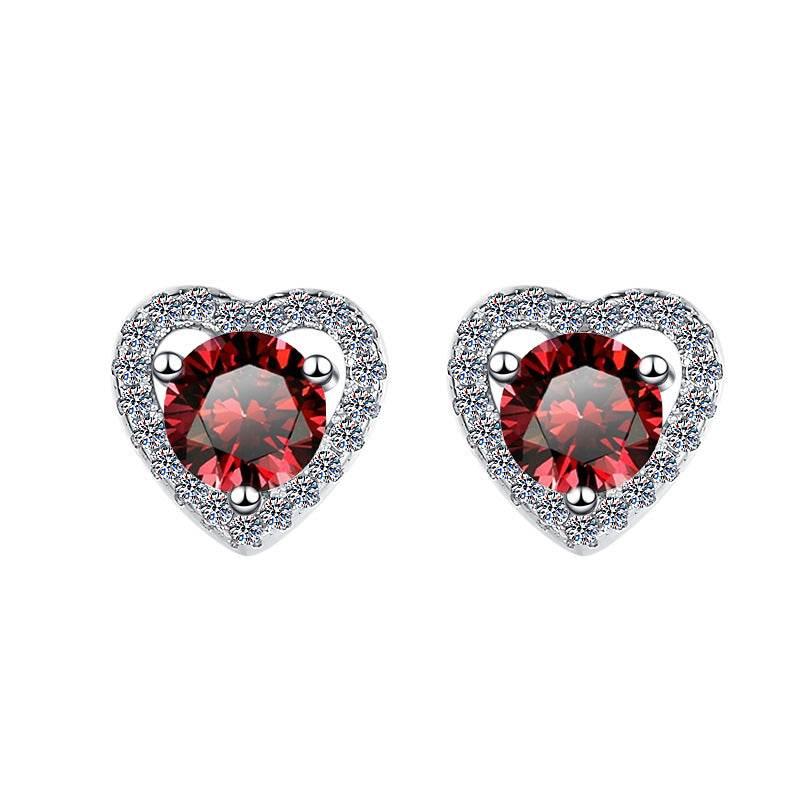 S925 Colorful Moissanite/CZ Heart Shape Halo Stud Earrings, 0.5ct D-Grade VVS Certificate, Hypoallergenic Sterling Silver Gift