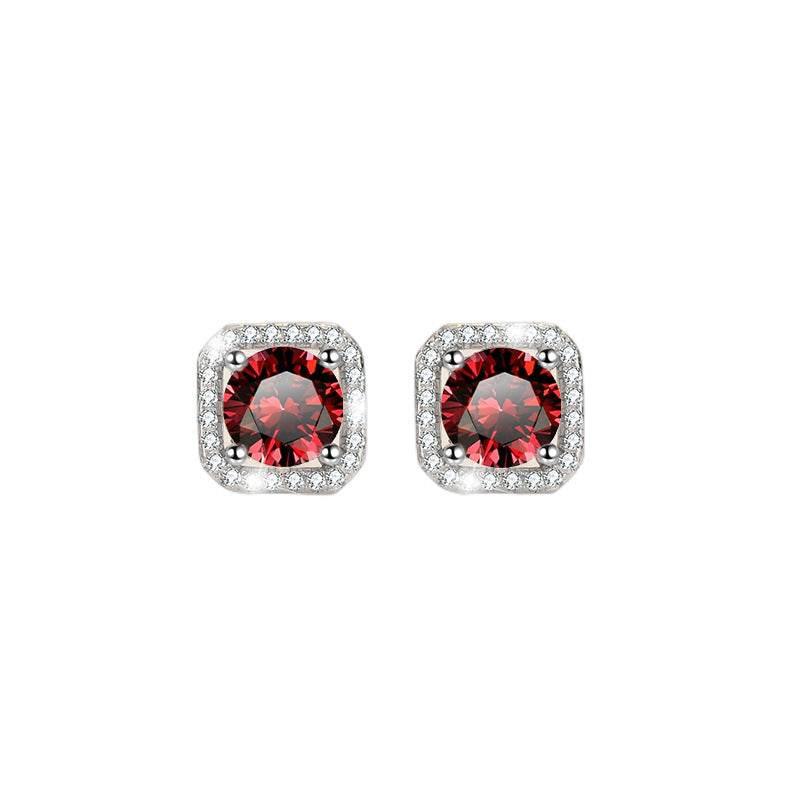 S925 Colorful Moissanite/CZ Square Halo Earrings, 0.5-1ct D-Grade VVS Certificate, Hypoallergenic Sterling Silver Jewelry Gift