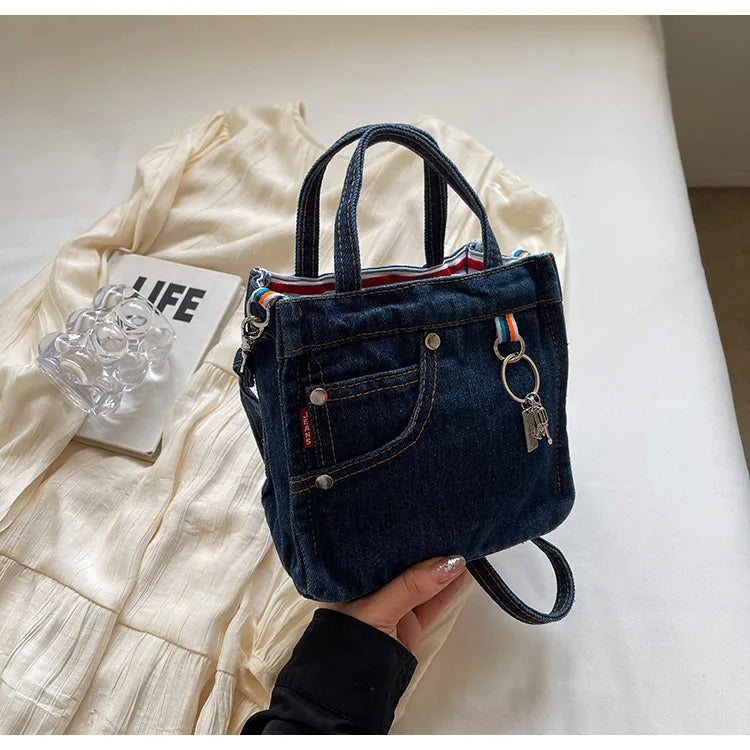 Ladies' Crossbody Bags | Creative Retro Washed Denim & Personalized Fashionable Versatile Handbags (High-quality Shoulder Bags for Girls)