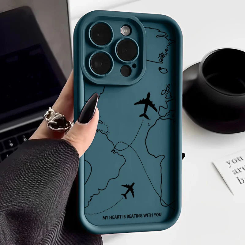 Airplane Route Pattern Phone Case For iPhone