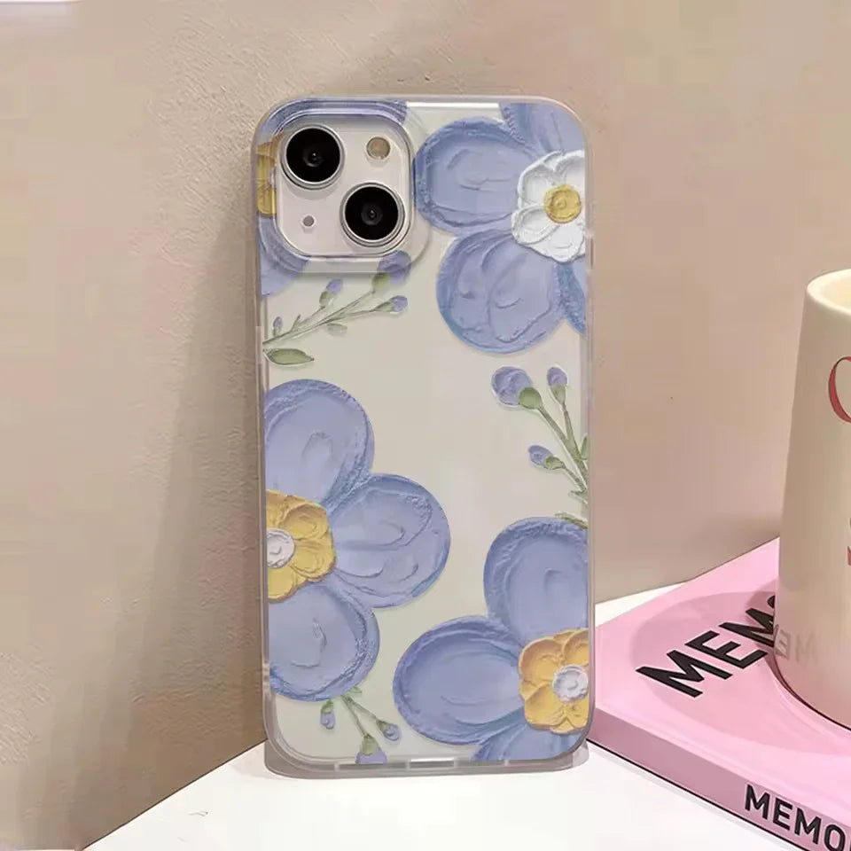 Oil Painting Flower Simple Phone Case For iPhone