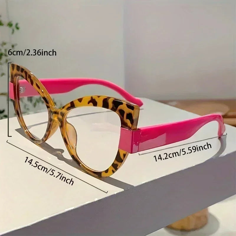 Women Large Cat Eye Reading Glasses Trendy Fashionable Oversized Far Sight Eyeglasses Men Female Anti-blue Plus Diopter Glasses