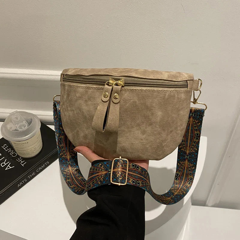 Stylish Hobo Solid Color Satchel | Luxury Designer Chest Bag & Women's PU Leather Waist Bags (Wide Strap Fashion Fanny Shoulder Pack)