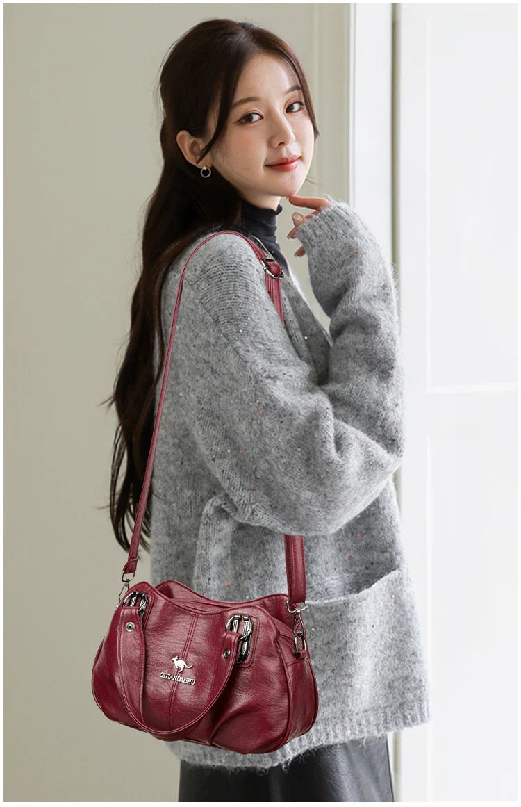 Luxury Handbags 3 Layers | Large Capacity Designer Handbags & Soft Leather Ladies Shoulder Crossbody Bag for Women (Sac)