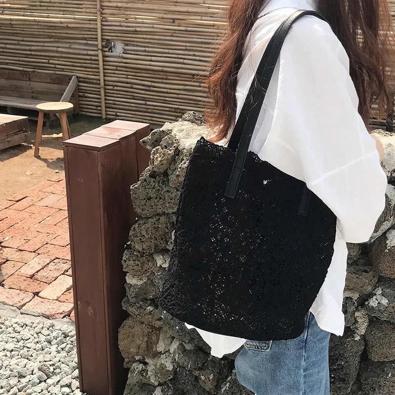 Bucket Shoulder Bag for Women | Lace Summer Korean Lace Elegant Women Tote & Shopping Female Bags (Lady Handbag & Female Beach Bag)