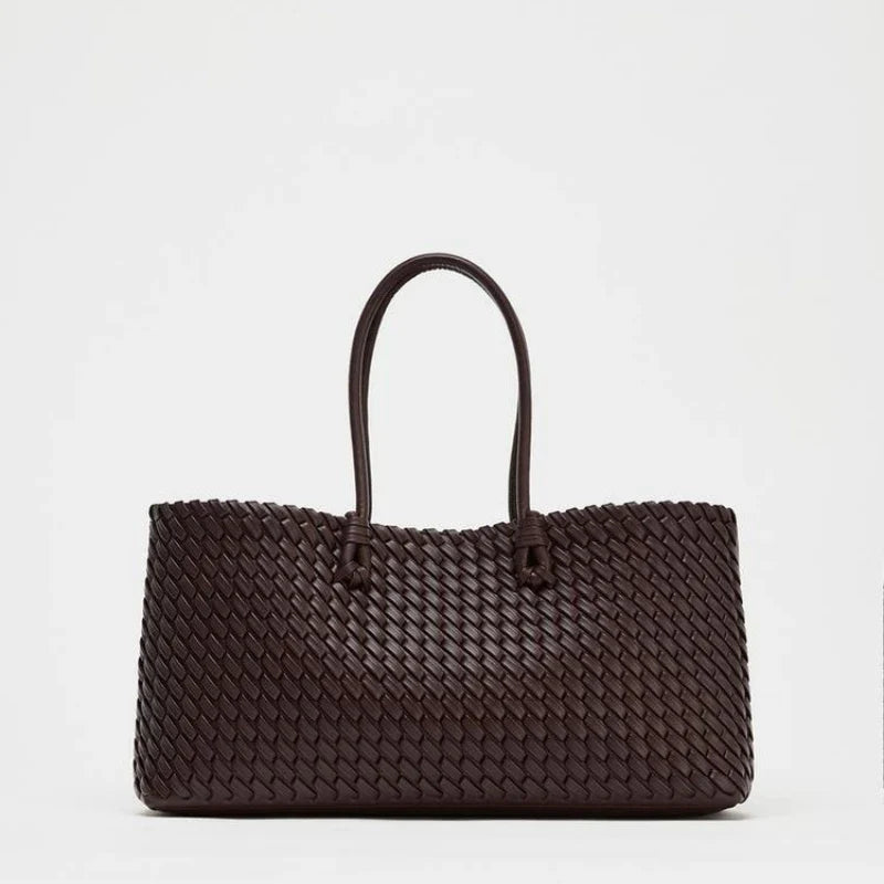 ELONGATED WOVEN SHOPPER BAG | Fashionable Top Handle Tote & Women's Shoulder Handbags (Luxury Design for Everyday Style)