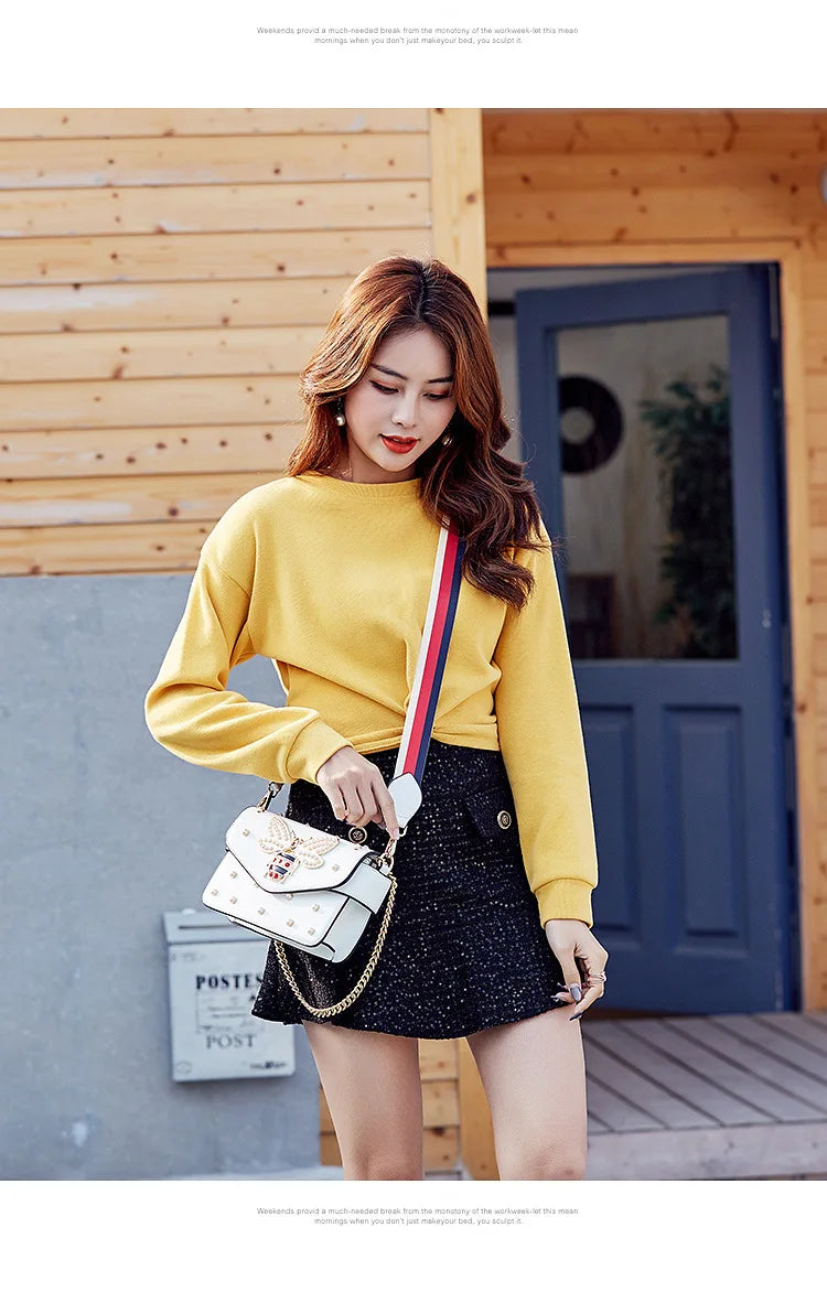 New Fashion Women's Bag Trend | Brand Pearl Bee Shoulder Bag & High Quality Temperament Ladies Crossbody Bag (Designer Luxury Handbag)