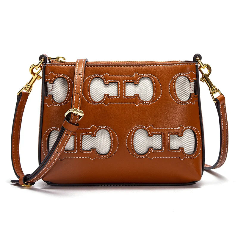 Women's Brown Hollow Design Shoulder Bag | Simple Commuter Crossbody Messenger Bag (Fashion Handbag)