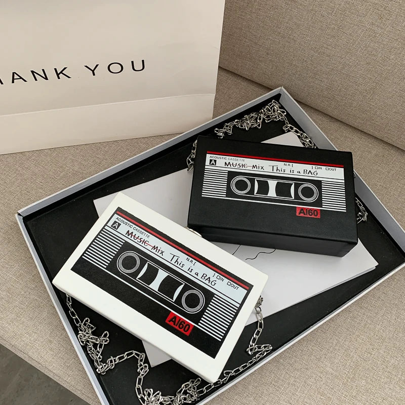 New Retro Magnetic Tape Radio Style Square Bag | Women's Shoulder Bag & Crossbody Bag (Fashionable Leisure Retro Pop)