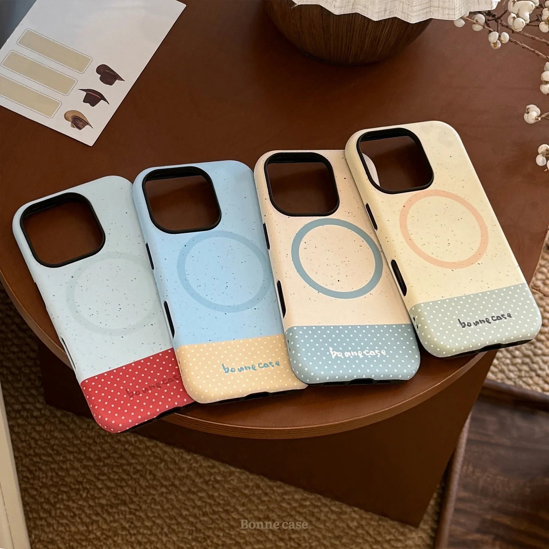 Korean Splash-ink Polka Dot Splicing Magnetic Phone Case For iPhone