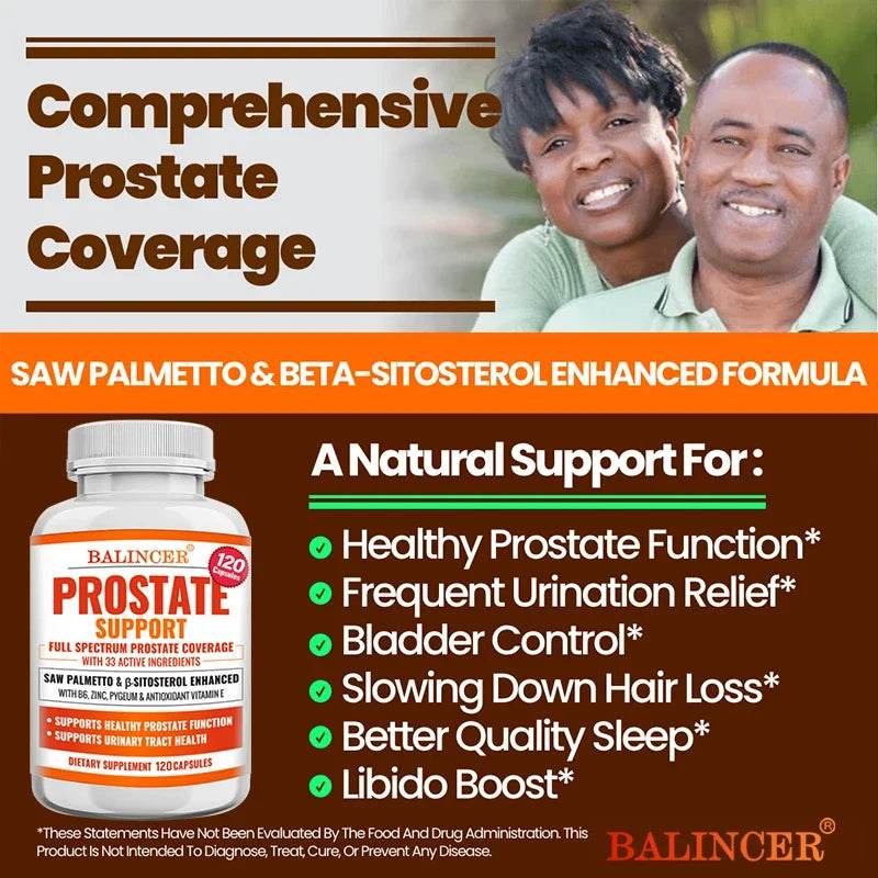 Saw Palmetto Prostate Support Supplement for Urinary Tract Health Hair Growth - Natural Health Food Vitamins & Supplements