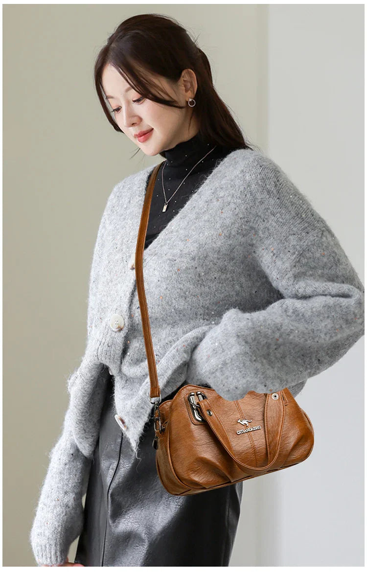 Luxury Handbags 3 Layers | Large Capacity Designer Handbags & Soft Leather Ladies Shoulder Crossbody Bag for Women (Sac)