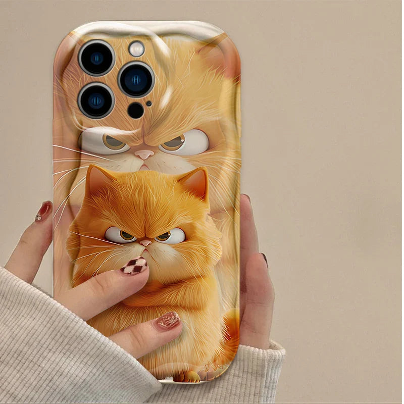 Orange Black White Cat Lovely Expression Phone Case For iPhone