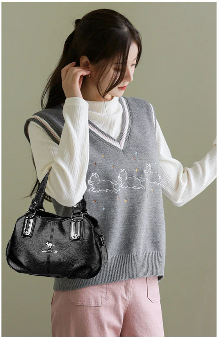 Luxury Handbags 3 Layers | Large Capacity Designer Handbags & Soft Leather Ladies Shoulder Crossbody Bag for Women (Sac)