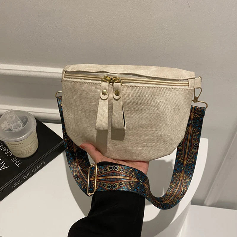 Stylish Hobo Solid Color Satchel | Luxury Designer Chest Bag & Women's PU Leather Waist Bags (Wide Strap Fashion Fanny Shoulder Pack)