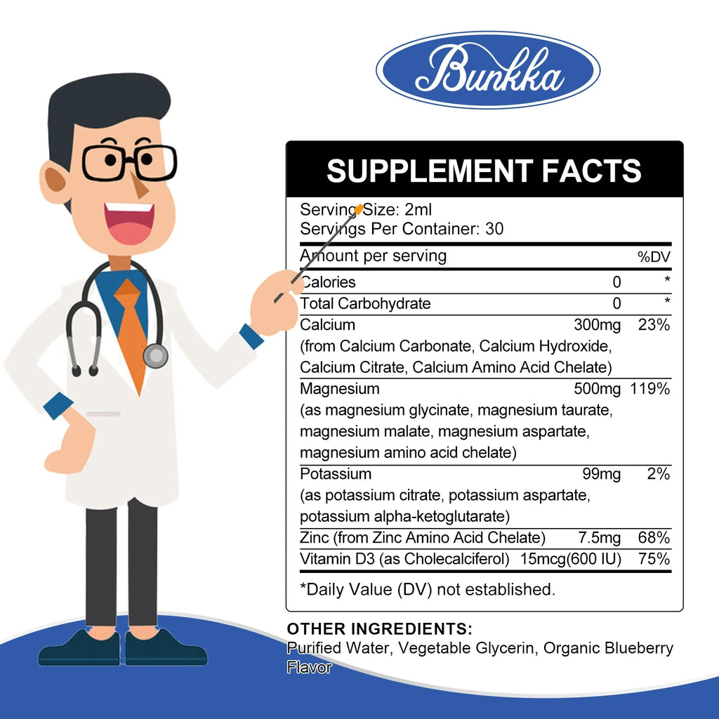 Potassium Magnesium Supplement Liquid - High Absorption Calm Magnesium Complex 500mg & Potassium 99mg,Calcium, Vitamin D3, Zinc