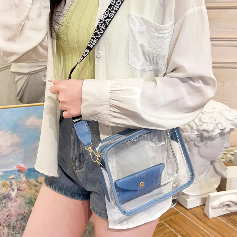 Transparent Crossbody Bag for Women | Candy Color Letter Fashion Shoulder Bag & PVC Transparent Jelly Bag (Small Square Bag)