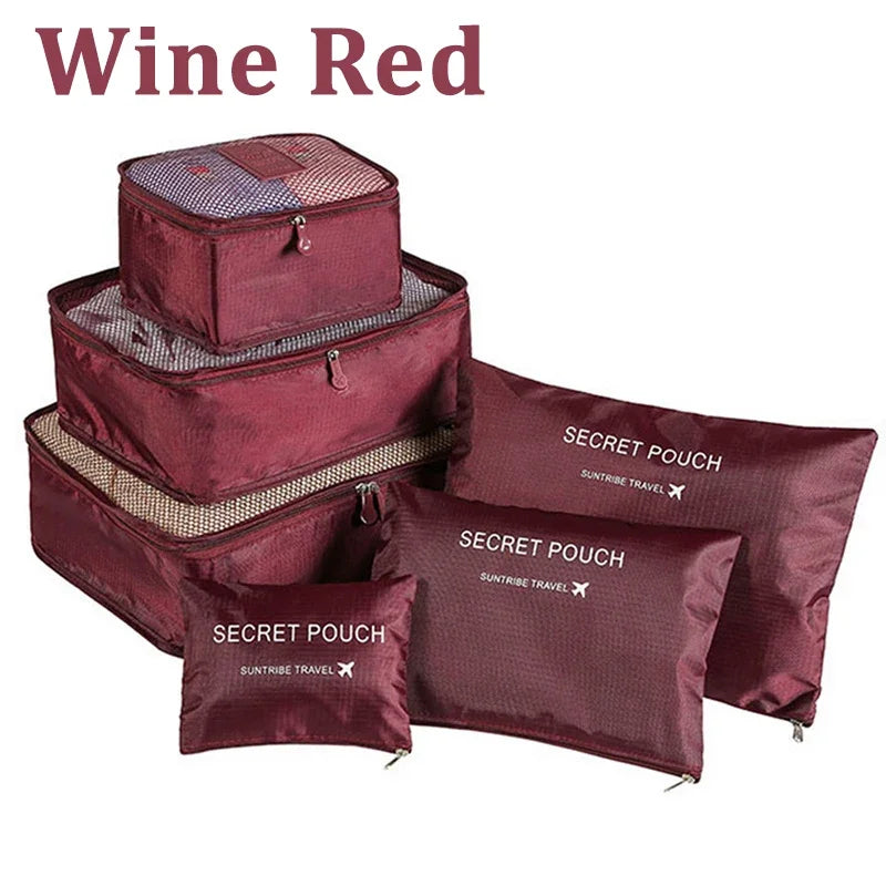 6pcs Set Travel Storage Bags | Suitcase Packing Set & Portable Luggage Organizer (Clothes Shoe Foldable Organizer)