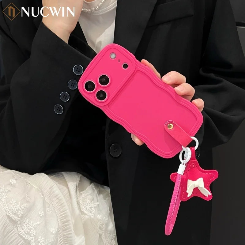 3D Wave Silicone Lanyard Case For iPhone