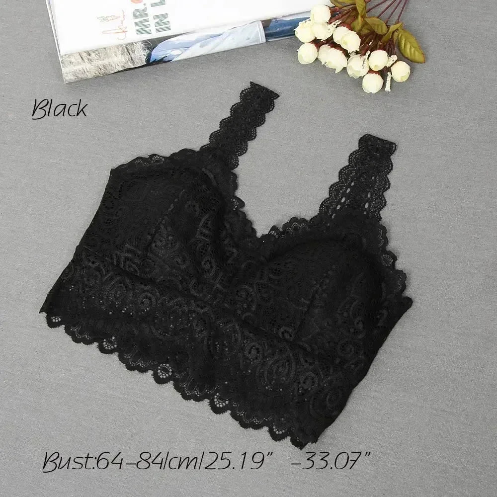 New Women Black White Sexy Tank Tops Lace Floral Crochet Padded Bra Cotton Tank Tops Sexy V-Neck Lace Crochet Vest Casual