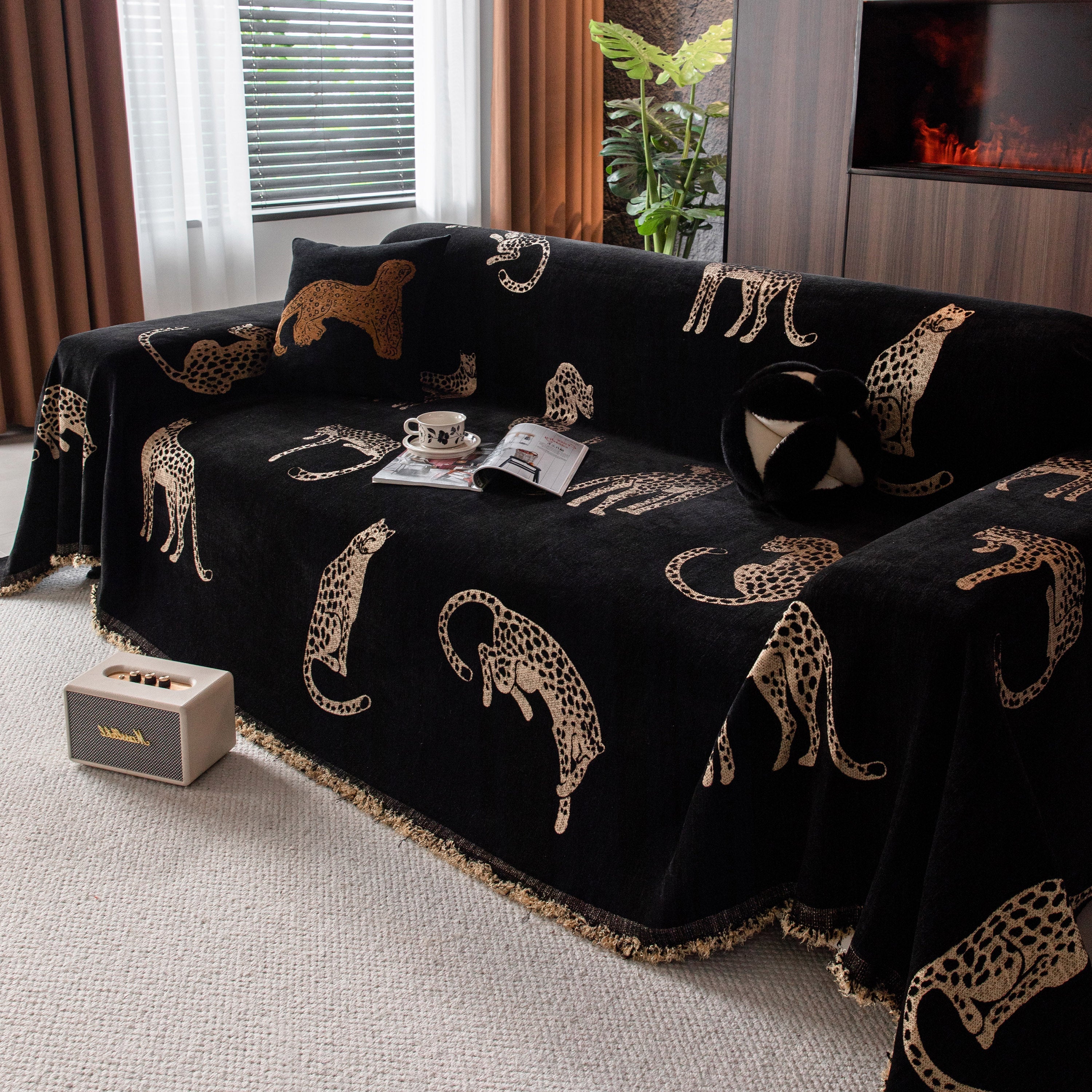 Leopard Sofa Cover Blanket Stylish Furniture Protector Throw for Couches & Loveseats